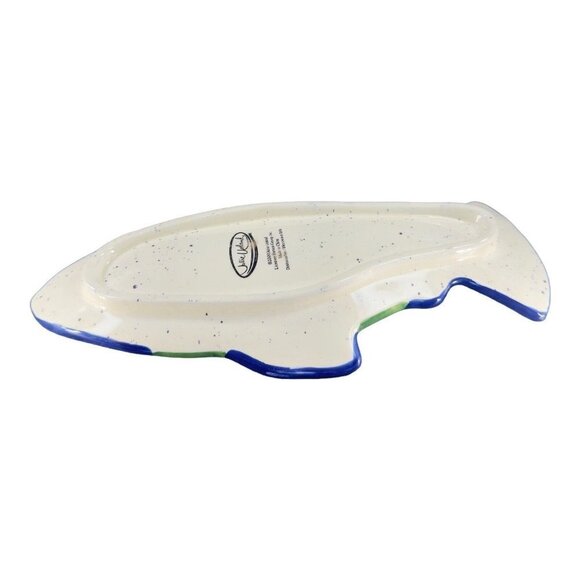 Julie Ueland Shorelines Fish Salmon Dish Plate Ceramic Pottery 2000 Set 3 - Picture 12 of 14